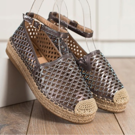 Gogo Openwork espadrilles with a buckle brown 2