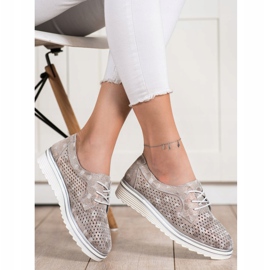 Goodin Openwork leather shoes beige brown golden 1 Goodin Openwork leather shoes beige brown golden 1