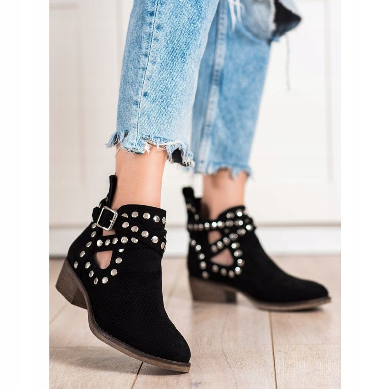 Seastar Openwork Booties With Buckle black 1