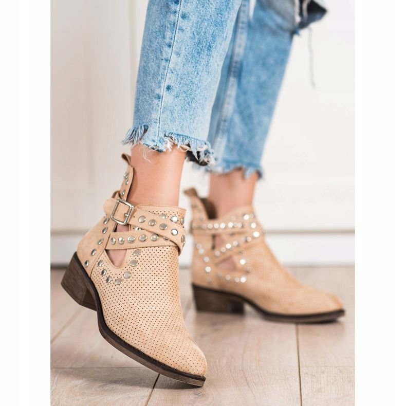 Seastar Openwork Booties With Buckle beige 1