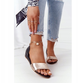 Leather Sandals Maciejka 1971-46 Black and Gold 2