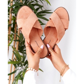 Women's Edesa Peach Velor Slippers orange 1