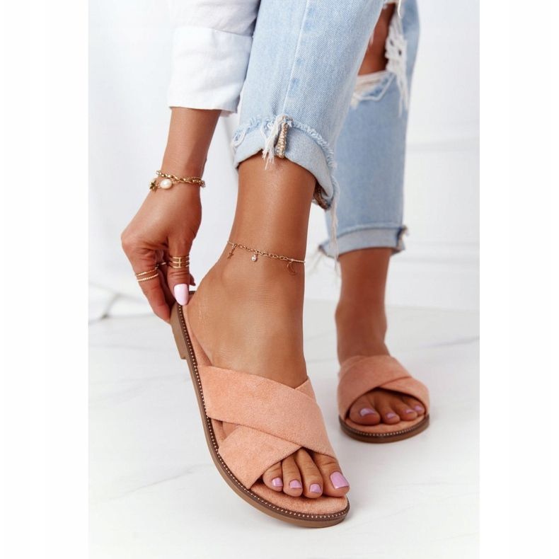 Women's Edesa Peach Velor Slippers orange 2