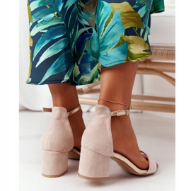 Suede High Heeled Sandals Beige Janet 1