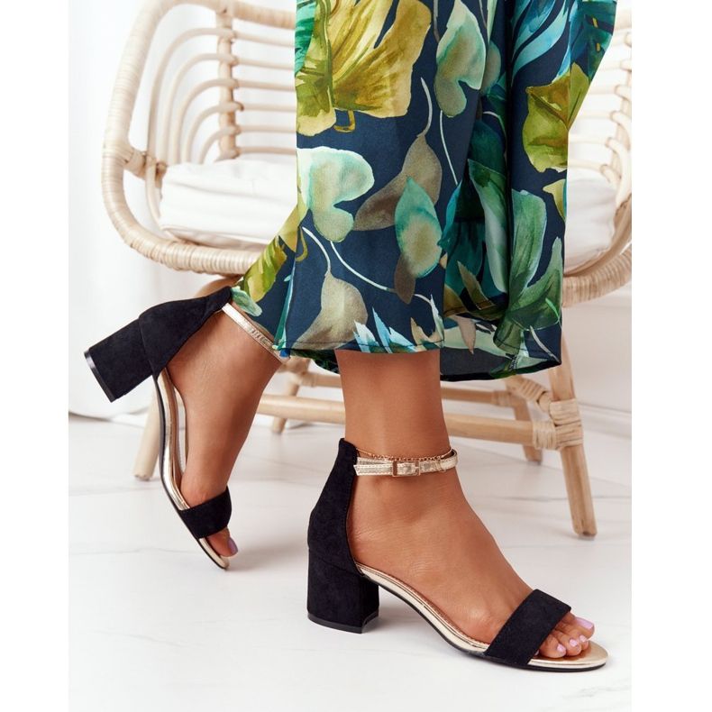 Suede Black Sandals On Heel Janet 2