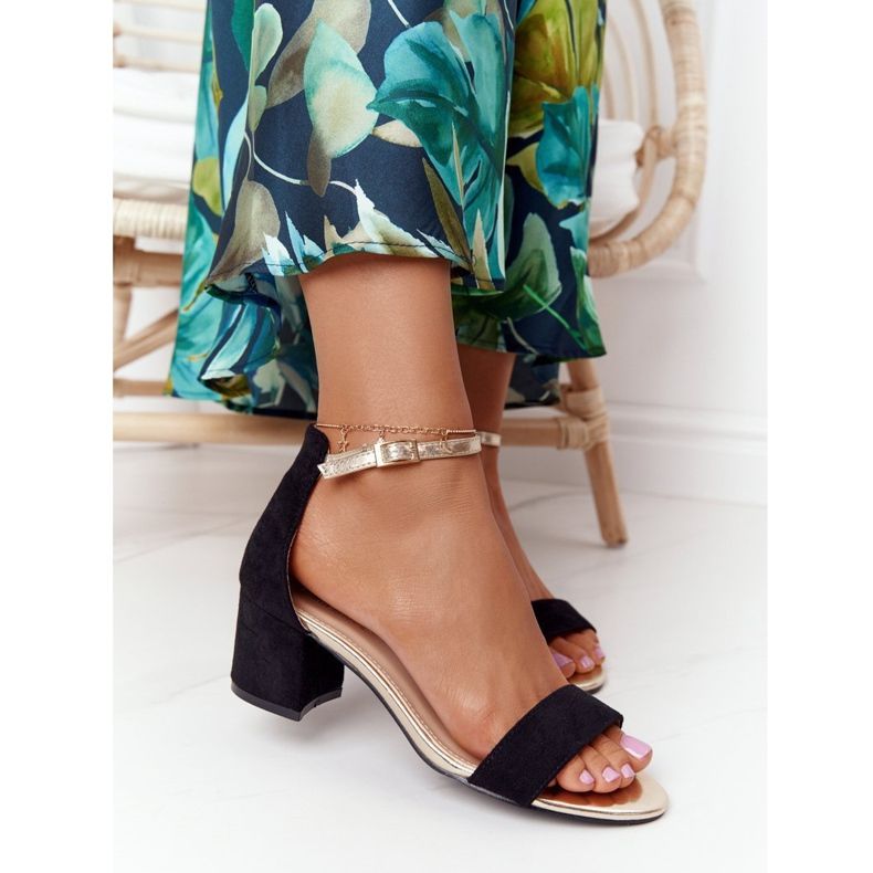 Suede Black Sandals On Heel Janet 1