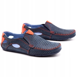 Olivier Men's shoes loafers 901 navy blue with red 2