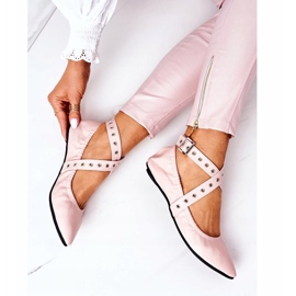 Folding Leather Ballerinas Lu Boo Pink 1