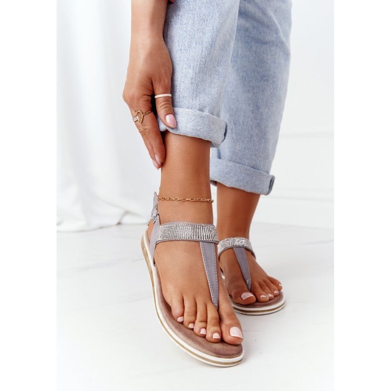 S.Barski Sandals Flip-flops With Zirconias S. Barski 701-12 Gray grey 2