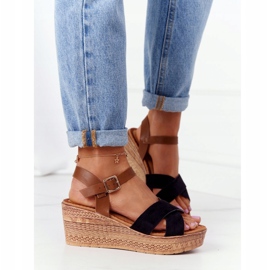 S.Barski Black Sandals On Wedge S. Barski GD-38 brown 2
