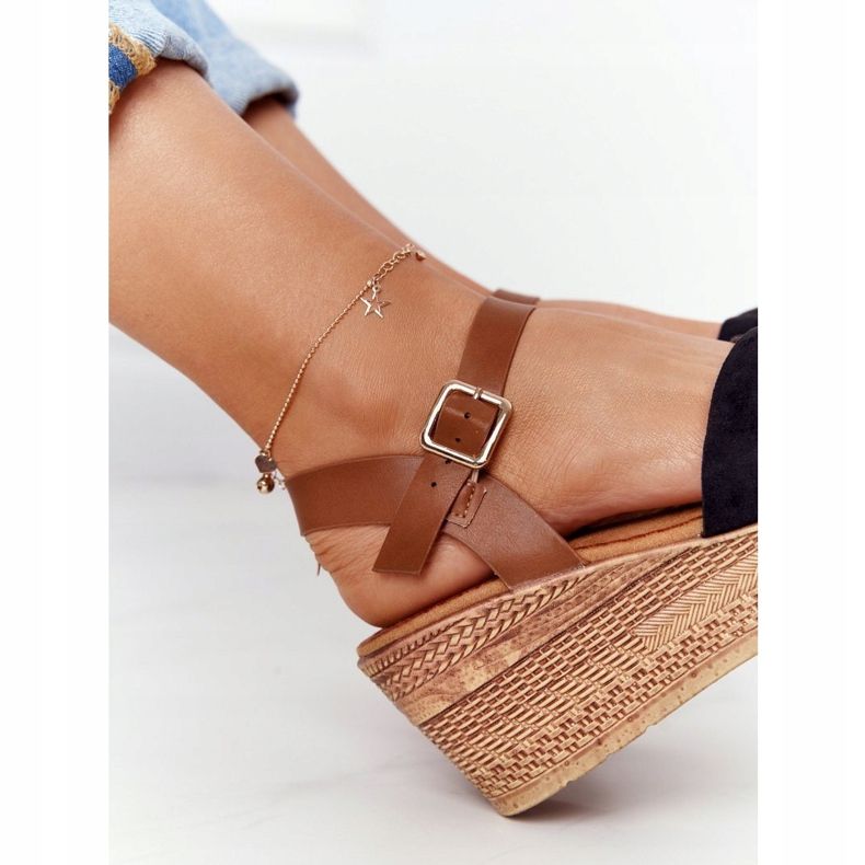 S.Barski Black Sandals On Wedge S. Barski GD-38 brown 1