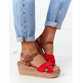 S.Barski Sandals On Wedge S. Barski GD-38 Red brown 2