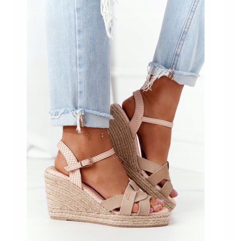 Leather Wedge Sandals Big Star HH274380 Beige 1 Leather Wedge Sandals Big Star HH274380 Beige 1