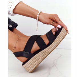 Black Sandals On A Wedge With A Cuff Big Star HH274411 1