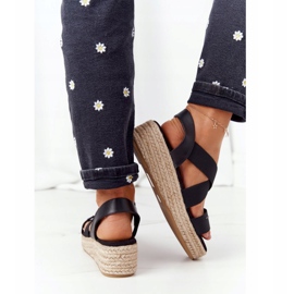 Black Sandals On A Wedge With A Cuff Big Star HH274411 2