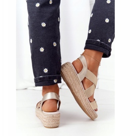 Wedge Sandals With Ribbed Big Star HH274414 Golden 2