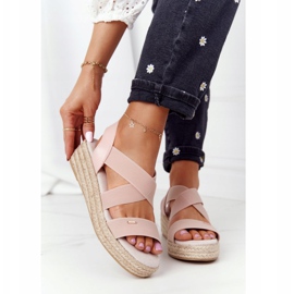 Wedge Sandals With Ribbed Big Star HH274413 Pink 2