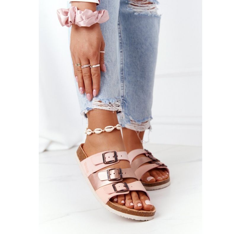 Leather Profiled Slippers Big Star HH274586 Pink-Copper 2 Leather Profiled Slippers Big Star HH274586 Pink-Copper 2
