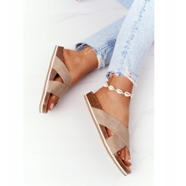 Leather Profiled Slippers Big Star HH274593 Beige 1