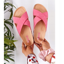 Leather Profiled Slippers Big Star HH274597 Fuchsia pink 1