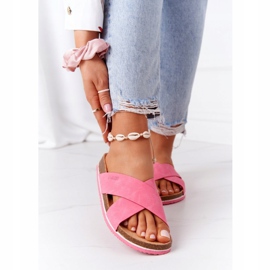 Leather Profiled Slippers Big Star HH274597 Fuchsia pink 2