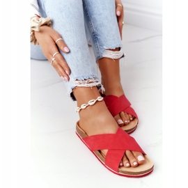 Leather profiled slippers Big Star HH274598 Red 2