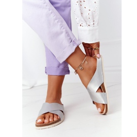 Leather Profiled Slippers Big Star HH274650 Silver 2 Leather Profiled Slippers Big Star HH274650 Silver 2