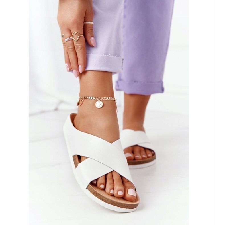 Leather profiled slippers Big Star HH274647 White 2