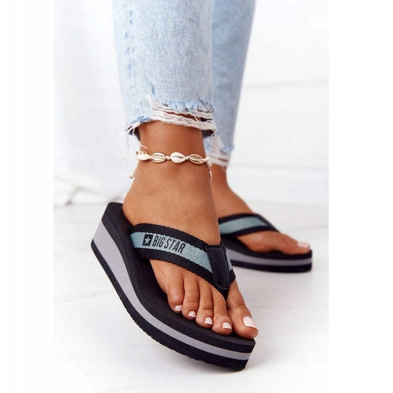 Women's flip-flops on the wedge Big Star HH274A096 Black grey 2 Women's flip-flops on the wedge Big Star HH274A096 Black grey 2