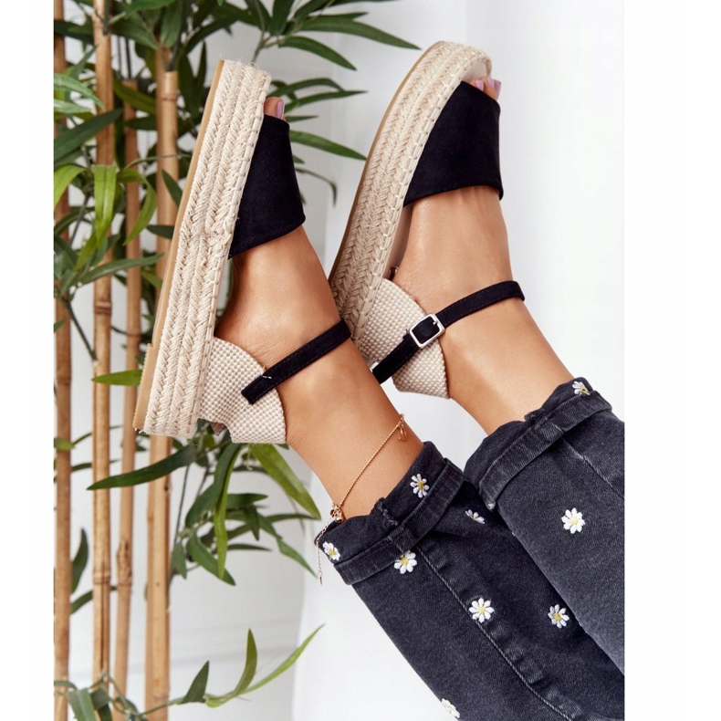 Black Megara Black Sandals On The Braided Platform beige 1 Black Megara Black Sandals On The Braided Platform beige 1