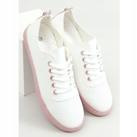 Women's lace-up sneakers, white and pink LA44 Pink 1
