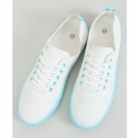 Women's lace-up sneakers, white and blue LA44 Blue 1 Women's lace-up sneakers, white and blue LA44 Blue 1