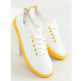Women's lace-up sneakers, white and yellow LA44 Yellow 1 Women's lace-up sneakers, white and yellow LA44 Yellow 1