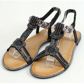 Black sandals with cubic zirconias JN11-10 Black 1