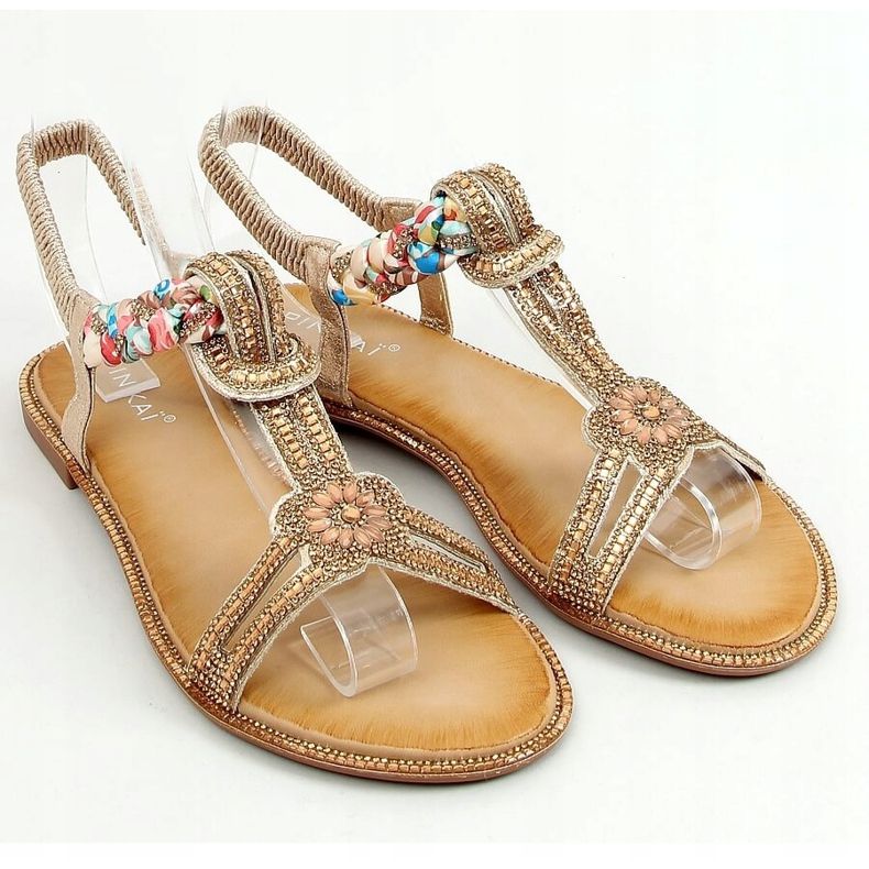 Sandals with golden cubic zirconias JN11-10 Gold 1