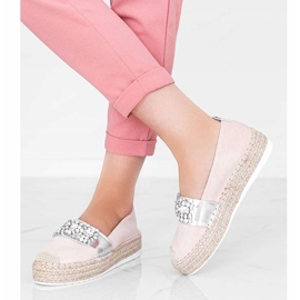 Beige espadrilles with Cher stones silver 1
