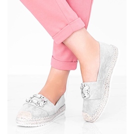 Gray espadrilles decorated with Cuban Vibe stones grey 1