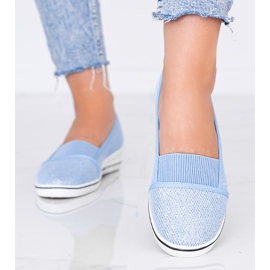Blue shiny ballerinas on the Glam Star wedge 1