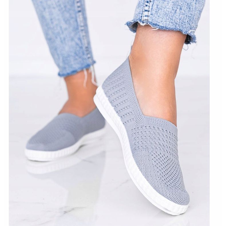 The gray Slip On openwork Funk sneakers grey 1