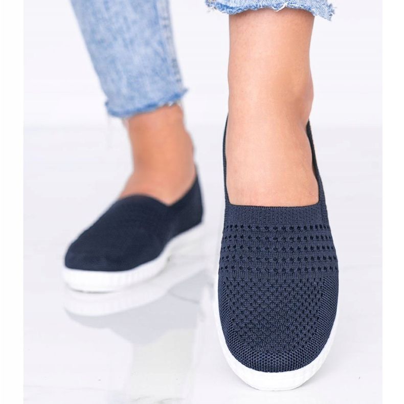 Navy blue Slip On openwork Funk sneakers 1