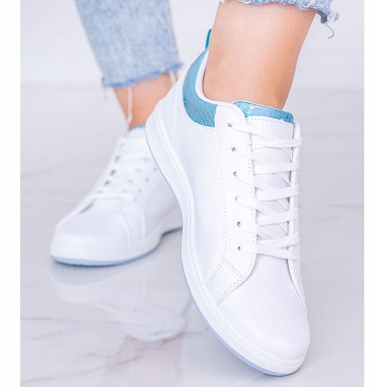 Madalynn holographic sneakers in white and blue 1