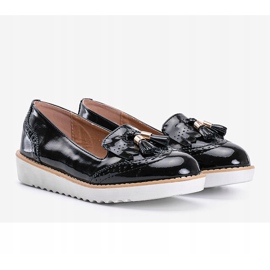 Golden hour black lacquered loafers 1