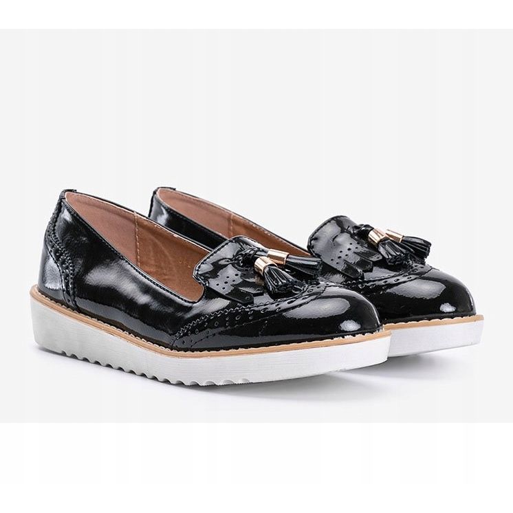 Golden hour black lacquered loafers 1