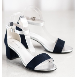 Goodin Elegant Sandals On A Bar navy blue silver 1