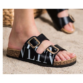 SHELOVET Comfortable Eco Leather Slippers black 1