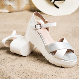 Small Swan Wedge Sandals white silver 1 Small Swan Wedge Sandals white silver 1