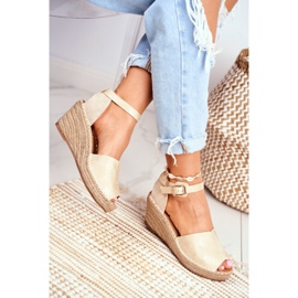 Evento Women's Sandals On Wedge Espadrilles Gold golden 2