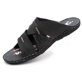 Kampol Men's leather slippers 201/3 black 2 Kampol Men's leather slippers 201/3 black 2