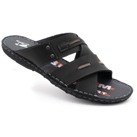 Kampol Men's leather slippers 201/3 black 1