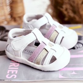 Apawwa Children's Sandals with Velcro Glitter White Ontario pink golden 1